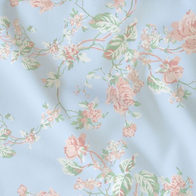 Full Floral Blue and Pink Cotton Microfiber Sheet Set