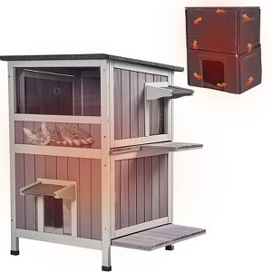 Aivituvin Insulated Two-Storey Cat House for Winter | Warm Liner Inside-AIR14-IN - 1 of 4