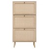 TIRAMISUBEST Natural 3-Door Shoe Rack, Entryway Organizer with Round Handles & Pine Legs - 4 of 4