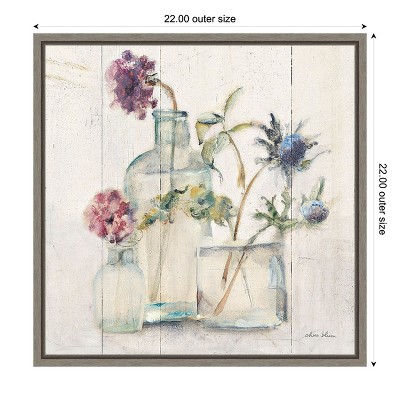 22 x 22 Gray Wash Floral Botanical Canvas Print