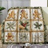 Soft Warm Comfortable Vintage Christmas Plaid Winter Holly Snowflake Gingerbread Man Print Throw Blanket. - 2 of 4