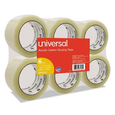 Universal General-Purpose Acrylic Box Sealing Tape 48mm x 100m 3" Core Clear 6/Pack 63120