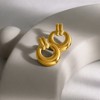 Retro Circle Drop Earrings for Women Gold Stainless Steel Chunky Hoop Round Studs Ginger Lyne - 4 of 4