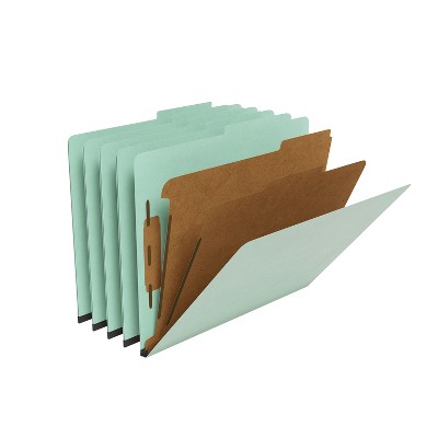 MyOfficeInnovations Pressboard Classification Folders 2/5 Top Tab Ltr 2 Div Green 20/BX 614454
