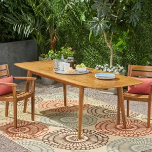 GDFStudio Jennette Outdoor Acacia Wood Expandable Dining Table - 1 of 4