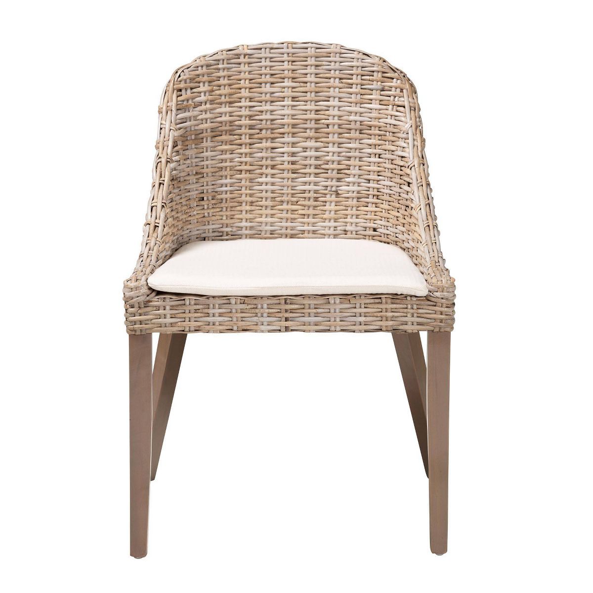 bali & pari Lara Rattan and Mahogany Wood Dining Chair Kubu Gray/Rustic Taupe - thumbnail 3