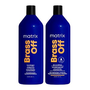 Matrix Brass Off Blue Shampoo & Brass Off Blue Conditioner (33.8 oz XXL LITER) | Moisturize and Tone Brassy Hair - DUO SET KIT - 1 of 4