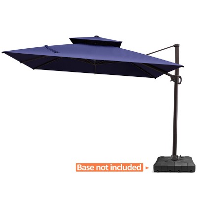 Pellebant 11 x 11 FT Outdoor Patio Cantilever Umbrella with Crank and 360 Degrees Rotation