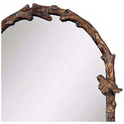 Antique Gold Leaf Arch Mirror with Distressed Frame and Songbird Accents