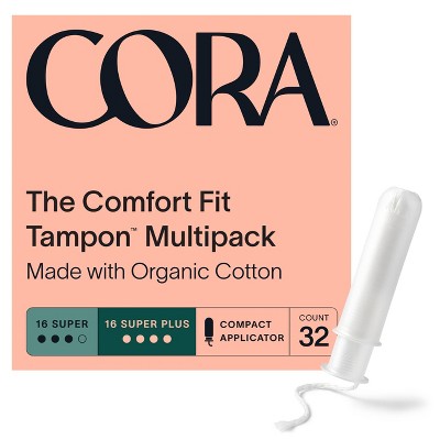 Cora Organic Cotton Mix Pack Tampons - Super/Super Plus - 32ct