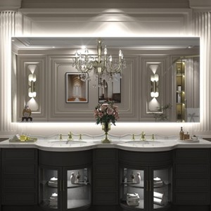 Apmir Super Bright 192 LEDs/m Back LED Lighted Anti-Fog Tempered Glass Bathroom/Vanity Mirror with ETL & 3-Year Warranty - 1 of 4
