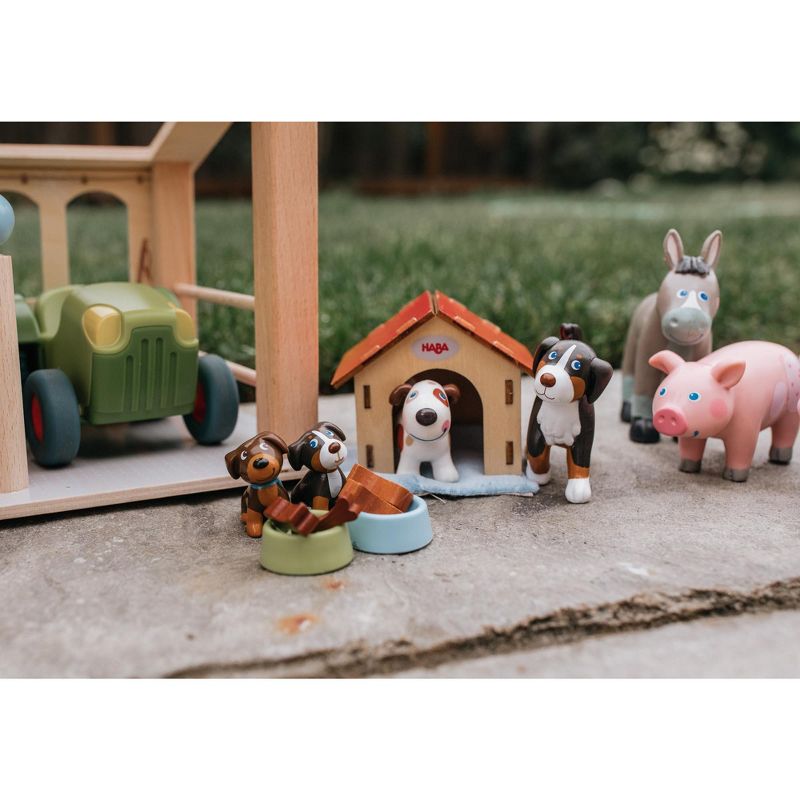 HABA Little Friends Dog Lucky - Pet Toy Figure with Doghouse & Wooden Bones, 4 of 9