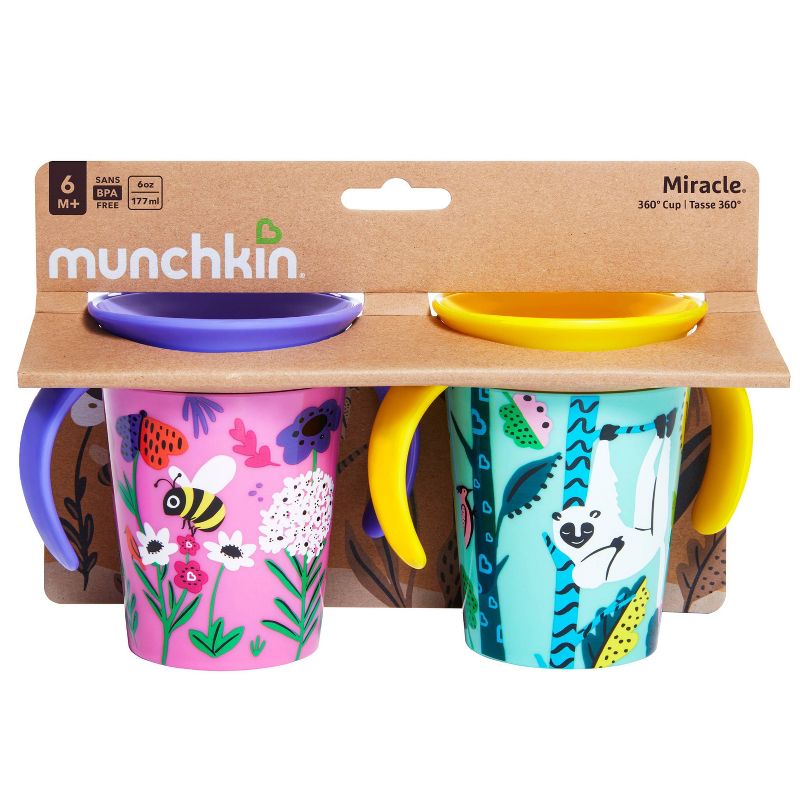 Munchkin Miracle 360 Wildlove Sippy Cup - Bee/Lemur - 2pk/6oz Each, 5 of 6