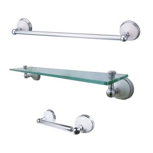 3pc Victorian Porcelain Bathroom Accessory Set Polished Chrome - Kingston Brass: Elegant Hardware Ensemble - 1 of 1