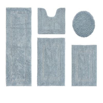 Lux Premium 100% Cotton Tufted Solid Reversible 5 PC Bath Rug Set – Ultra-Soft, Water-Absorbent, Durable, Machine Washable Bathroom Rug