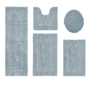 Lux Premium 100% Cotton Tufted Solid Reversible 5 PC Bath Rug Set – Ultra-Soft, Water-Absorbent, Durable, Machine Washable Bathroom Rug - 1 of 4