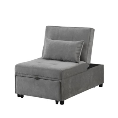 GustoWave 4 in 1 Adjustable Bed Stool Sofa Chair, Modern Sleeper Sofa Guest Bed with Adjustable Backrest, Sleeper Sofa Guest Bed, Gray