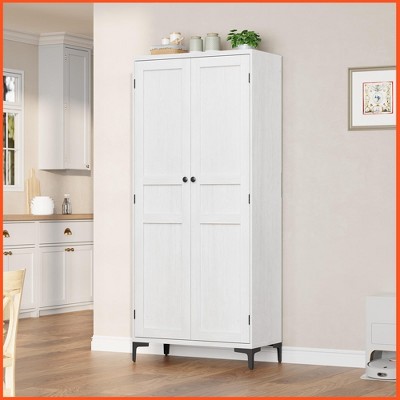 Tall Storage Cabinet,2 Doors,Kitchen Pantry 5 Tier Bathroom Cabinet with Adjustable Shelves