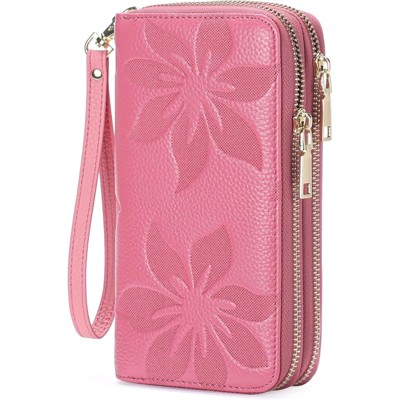 BEAFUP Large Capacity Double Zip RFID Blocking Women’s Wallet - Genuine Leather Wristlet Clutch for Travel,Everyday Use