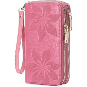 FATMOON Large Capacity Double Zip RFID Blocking Women’s Wallet - Genuine Leather Wristlet Clutch for Travel,Everyday Use - 1 of 4
