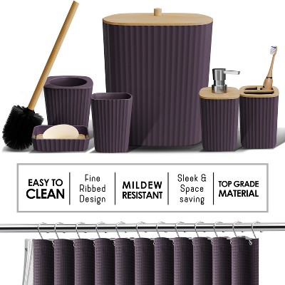 Purple Bamboo-Inspired 20-Piece Bathroom Accessory Set
