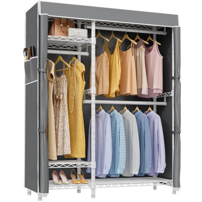 VIPEK V2C Wire Garment Rack Covered Clothes Rack, Black Metal Clothing Rack with Black Oxford Fabric Cover Cover, Max Load 750LBS