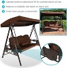Sunnydaze Outdoor 3-Person Aluminum Patio Swing with Adjustable Canopy, Cushions and Pillow, Brown - 2 of 4