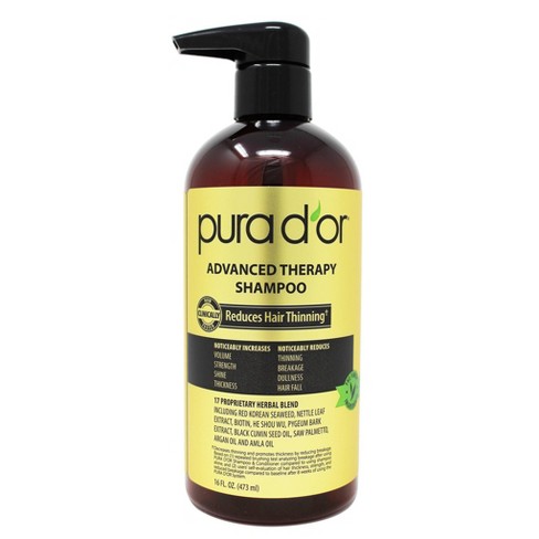 PURA D'OR Advanced Therapy Shampoo (16oz) Reduces Hair Thinning & Increases  Volume No Sulfate Biotin Shampoo Infused with Argan Oil Aloe Vera for All  Hair Types Men & Women (Packaging May Vary)