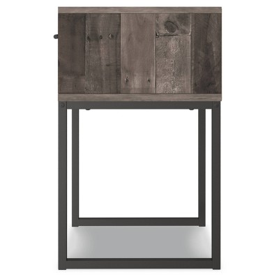 Neilsville Gray and Black 1-Drawer Nightstand with Metal Legs