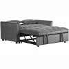 Maliang Modern Pull Out Couch Bed, Adjustable Backrest, Velvet Loveseat Futon Sofa with Pillows & Pockets for Living Room Apartment - 3 of 4