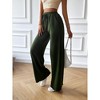 Women's High Waisted Drawstring Waist Wide Leg Sweatpants with Pockets Casual Loose Yoga Pants - 3 of 4