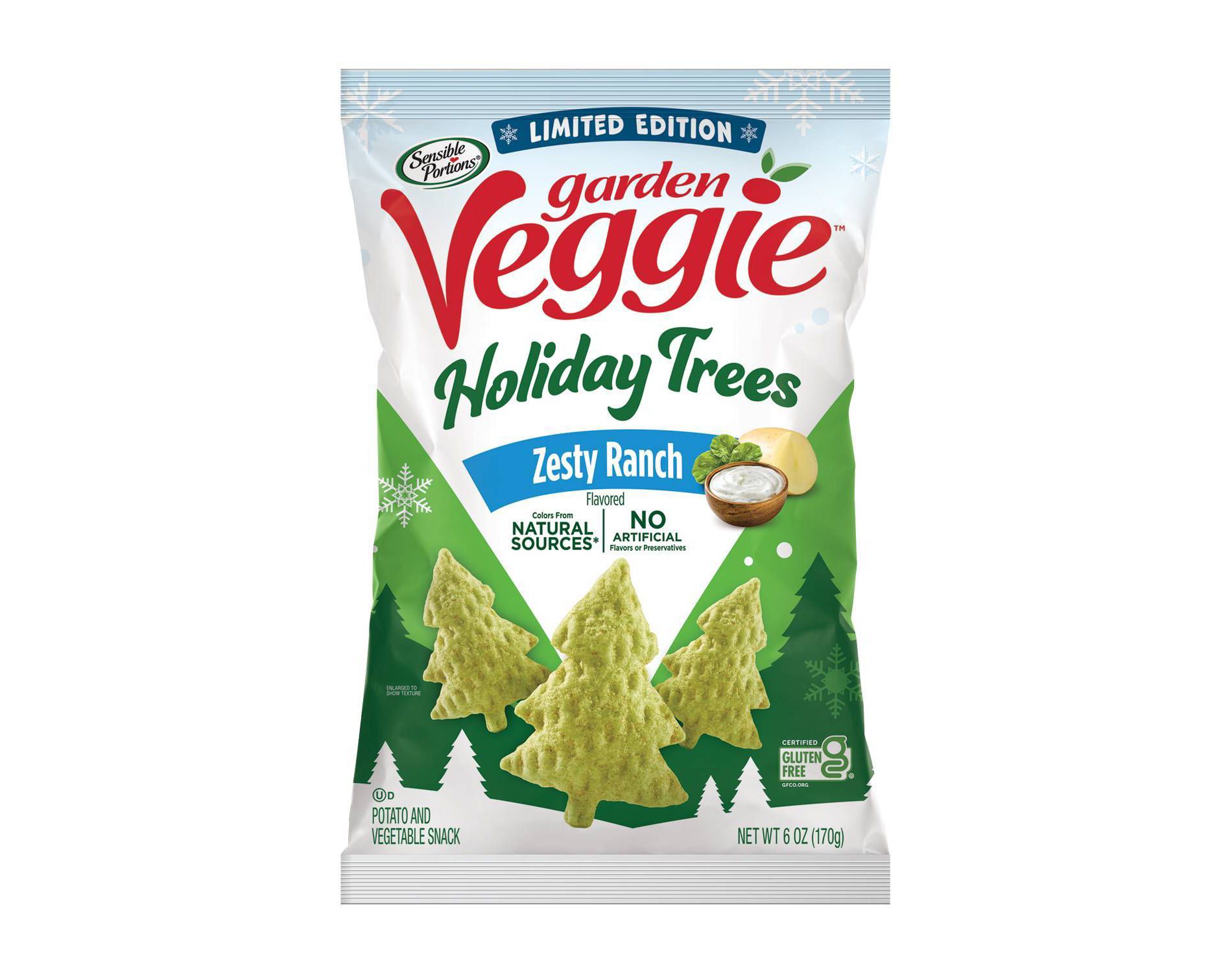 Sensible Portions Garden Veggie Holiday Trees Zesty Ranch Chips - 6oz
