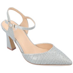 Journee Collection Womens Nixey Croco Texture Buckle Pointed Toe Pumps - 1 of 4