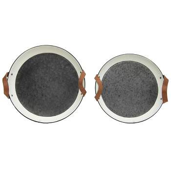 Set of 2 Multi Metal & Faux Leather Trays - Foreside Home & Garden