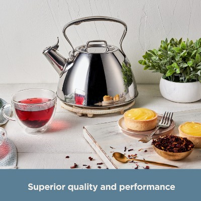 2-Quart Silver Stainless Steel Whistling Tea Kettle