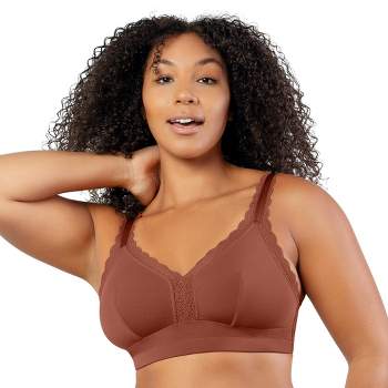 Curvy Couture Women's Solid Sheer Mesh Full Coverage Unlined Underwire Bra  Chocolate 36H
