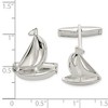 Black Bow Jewelry Sterling Silver Sailboat Cuff Links, 15 x 21mm - 2 of 3
