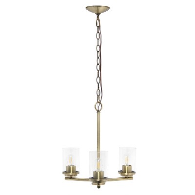 3-Light 15" Classic Contemporary Clear Glass/Metal Hanging Pendant Chandelier - Lalia Home