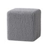 PAGED 16 Inch Wooden Ottoman, Modern Side Table Footrest Ottoman, Square Rattan Vanity Chair for Living Room, Bedroom - 3 of 4