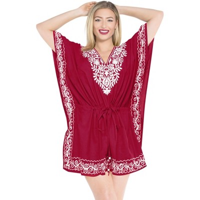 LA LEELA women's Vacation Casual Swim Holiday Beachwear Summer Beach Dress Plus Size Swing Bathing Suit Cover Ups for Women 3X-4X Pink, Solid