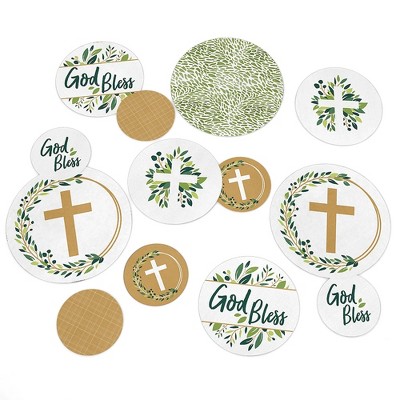 Big Dot of Happiness Elegant Cross - Religious Party Giant Circle Confetti - Party Decorations - Large Confetti 27 Count