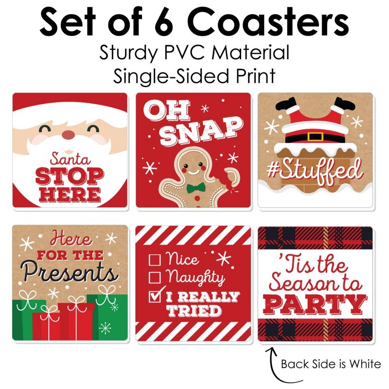 Big Dot of Happiness Jolly Santa Claus - Funny Christmas Party Decorations - Drink Coasters - Set of 6, 5 of 9