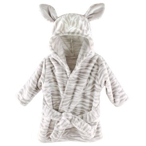 Hudson Baby Infant Plush Animal Face Bathrobe, Zebra, 0-9 Months - 1 of 1