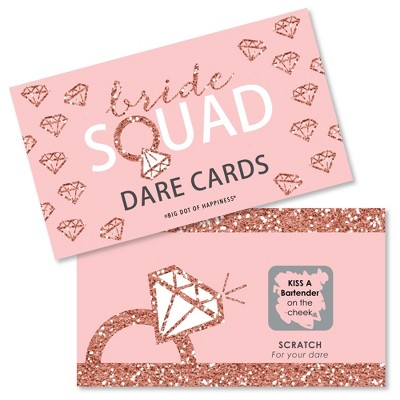 Big Dot of Happiness Bride Squad - Rose Gold Bridal Shower or Bachelorette Party Game Scratch Off Dare Cards - 22 Count