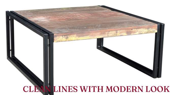 35&#34; x 35&#34; Rustic Reclaimed Wood Coffee Table Natural - Timbergirl, 2 of 10, play video
