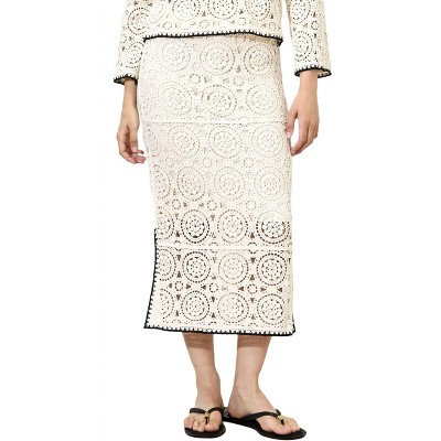 Women's Crochet Midi Skirt - APRICOT