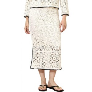 Women's Crochet Midi Skirt - APRICOT - 1 of 4