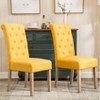 Roundhill Furniture Habit Solid Wood Tufted Parsons Dining Chair, Yellow, Set of 2 - 3 of 4
