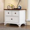 LIVAREEmlen Wooden Captain 2-Drawer Nightstand Kids End Side Table for Bedroom, Living Room, Kids' Room, White+Walnut - 3 of 4