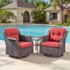 Buenhomino 3-Piece Outdoor Wicker Swivel Rocker Chair Set with Side Table, All-Weather PE Rattan Glider Chairs with Cushions for Patio or Deck - 2 of 4
